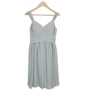 Azazie Women's Knee Length Chiffon Bridesmaid Dress Light Blue Size A6 / 6